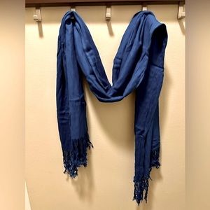 Long Blue Scarf with Fringe